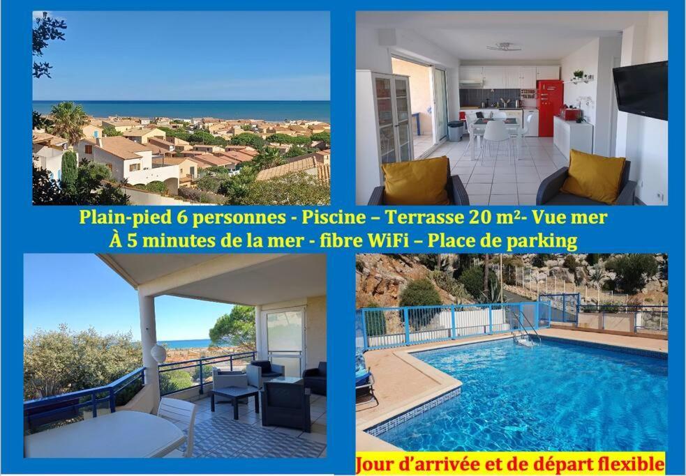 Plain-Pied, Terrasse, Piscine, Pleine Vue Mer, Plage A 6' A Pied, Parking, Wifi Fleury  Exteriér fotografie