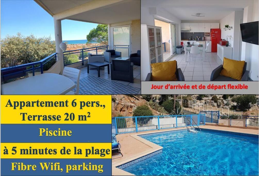 Plain-Pied, Terrasse, Piscine, Pleine Vue Mer, Plage A 6' A Pied, Parking, Wifi Fleury  Exteriér fotografie